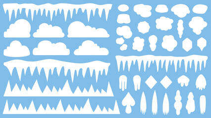 Stylized collection of clouds icicles and snowdrifts in white © Kapil