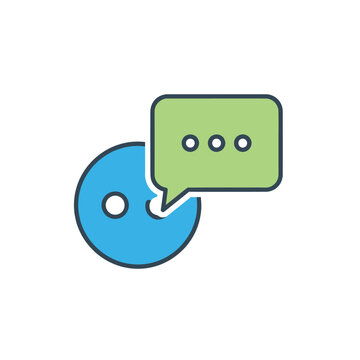 Chat message bubble with three dots next to blue avatar