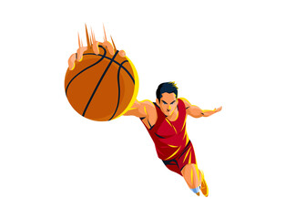 Basketball Player Slam Dunk Action Illustration © Andgnwn