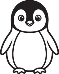 Fototapeta premium Cute Cartoon Penguin Character in Black and White