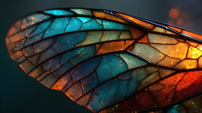 Breathtaking macro view of butterfly wings crafted from exquisite luminous stained glass, glowing backlighting illuminating vibrant shades.