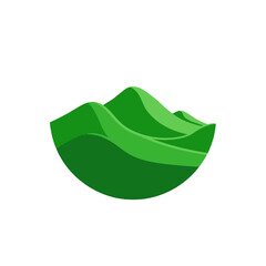 Fototapeta premium Stylized green hills landscape icon in minimalist flat design