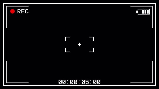 Video Camera Recorder Interface Overlay with Recording Status and Battery Indicator 4k video animation seamless loop