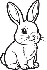 Obraz premium Cute Cartoon Rabbit Sitting with Big Ears and Whiskers