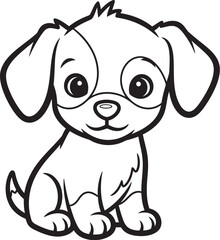 Fototapeta premium Cute Cartoon Puppy Sitting with Big Eyes and Floppy Ears
