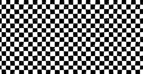 Hand-Drawn Distressed Checkerboard Seamless Pattern © ClothingArtStudio 