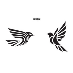 Fototapeta premium Elegant Flying Bird Silhouette Icon Set for Modern Logo and Design