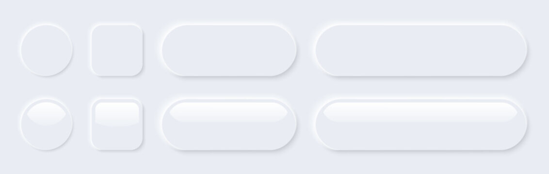 White buttons on white background, navigation panel for website.