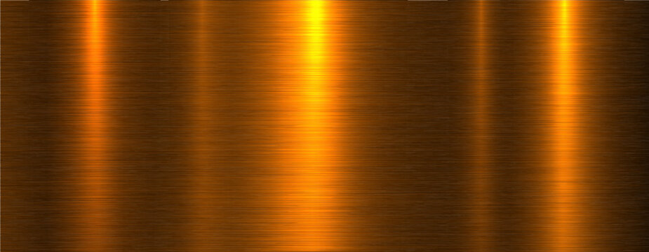 Brushed metal orange color texture background, lustrous chrome brass metallic technology and industrial style background.