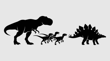 Silhouette of dinosaur family with T-Rex and Stegosaurus. © Abhinaya Project