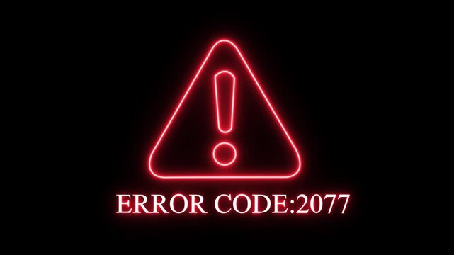 ERROR CODE: 2077 Alert Icon with Binary Code Background is on Black Screen and Features 4k Animation with Cyber Security, Data Breach, and Threat Intelligence Concept. on Black Background 4k animation