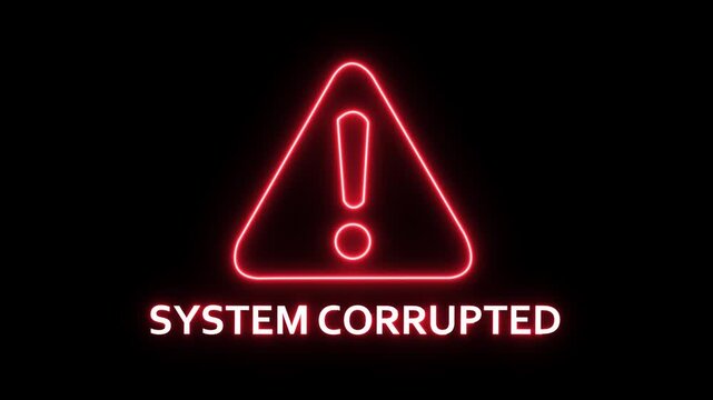 System corrupted alert Icon with binary code background. Attention grabbing icon highlights the importance of digital safety. on Black Background 4k animation video