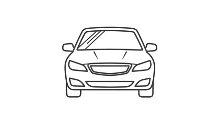 Obraz premium Outline Drawing of a Front View Sedan Car, Line Art Vector Illustration