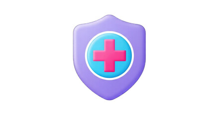 Obraz premium Health protection shield with red cross isolated on transparent background