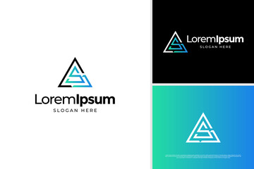 Abstract letter C S G business logo design template. Triangle logo inspiration