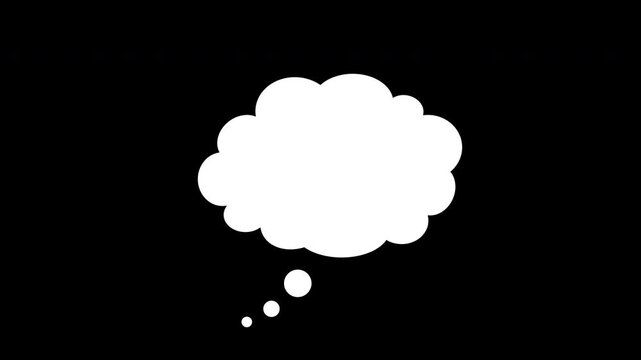 Blank Speech Dialogue animation, white speech bubble, bubble talk cartoon, Animation of Thinking cartoon cloud 4K