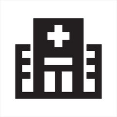 Obraz premium Simple black and white hospital construction icon
