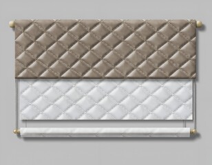 Fototapeta premium Padded roller blind in beige and white color isolated on a gray seamless background