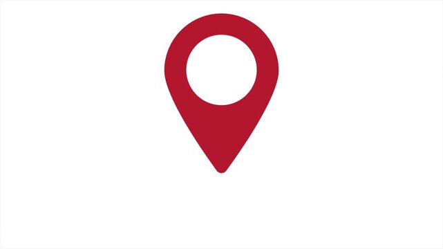 Looping Animation of Red Map Location Pin Bouncing on White Background for Navigation and Travel Concept