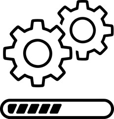 Obraz premium Settings and Loading Progress Bar Minimal Line Art Illustration | Gear and Cog System Update Minimalist Icon
