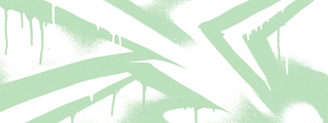 Abstract graffiti style spray paint strokes in pale green with drips on white background © DARK GRASS