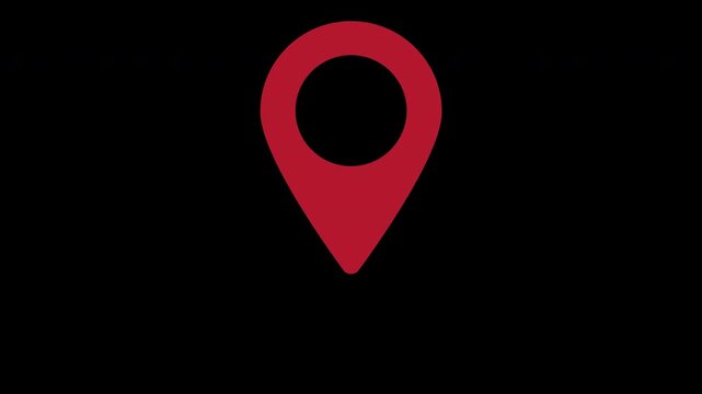 Red Map Location Pin Bouncing Animation with Transparent Alpha Channel for Travel and Navigation Overlay