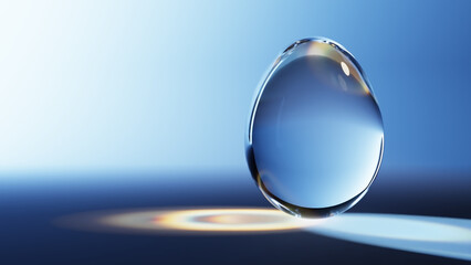 Transparent Easter glass egg decoration in changing lights