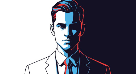 A striking portrait of a man in a suit bold graphic silhouette © Rakib