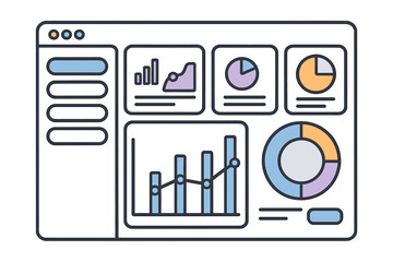 Obraz premium Data dashboard shows graphs and charts for analysis of information