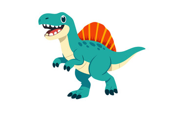 Fototapeta premium Cute dinosaur character walking on a white background with a bright