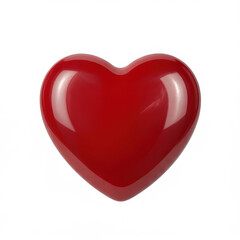 Red shiny heart on white background glossy isolated