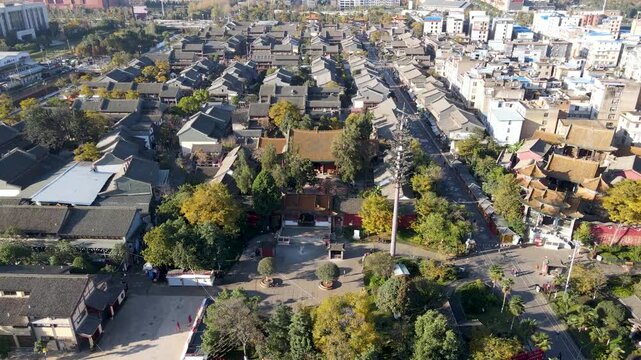 Guandu Ancient Town Kunming Aerial View Traditional Chinese Architecture