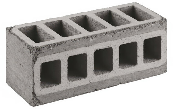 Gray concrete cinder block with rectangular holes construction