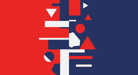 Abstract geometric shapes in red white and blue a striking silhouette © ANISURRAHMAN