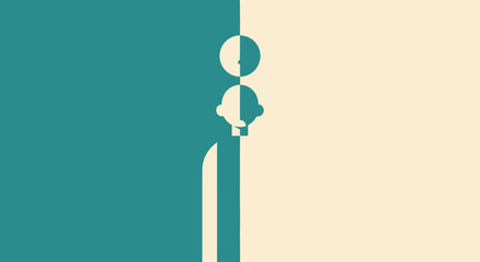 A teal and cream background features a striking human figure silhouette © ANISURRAHMAN