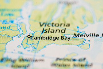 Victoria Island and Cambridge Bay on Arctic map.