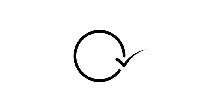Minimalist black animated headphones logo with sound wave and check mark symbol on white background