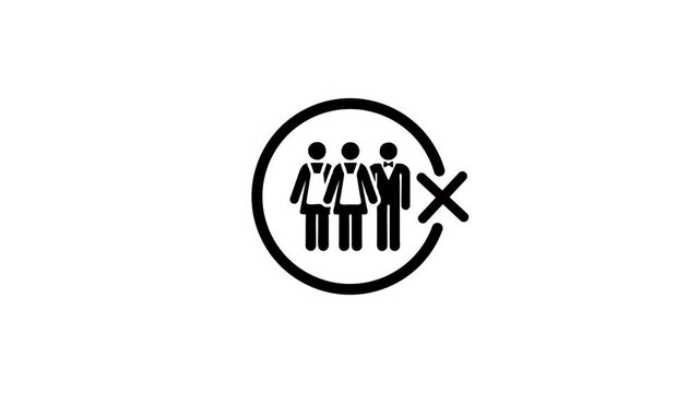 Social distancing icon animation with people standing apart to prevent spreading infectious diseases concept
