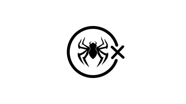 Animation of spider icon with red cross in circle, indicating danger or blocked access