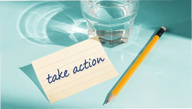 Minimal Sticky Note with 'Take Action' Phrase, Gigapixel Standard v2 4x