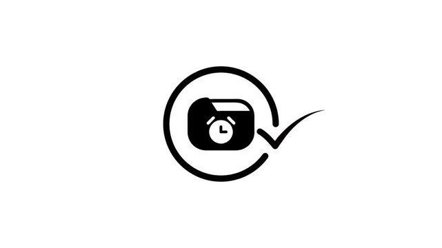 Time management successful completion concept with checkmark animation on white background