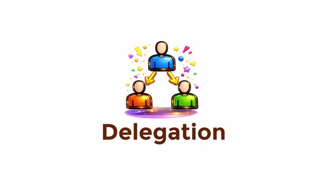 Animated Task Delegation Icon &ndash; Team Management and Leadership Concept