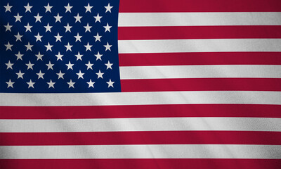 Fototapeta premium United States national flag waving fabric background