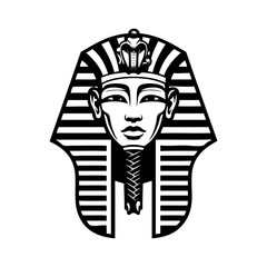 Logo con máscara funeraria de un faraón egipcio. Icono con antiguo faraón egipcio © teracreonte
