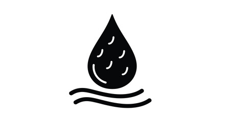 Fototapeta premium A black droplet with wavy lines below a striking silhouette