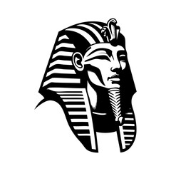 Logo con máscara funeraria de un faraón egipcio. Icono con antiguo faraón egipcio © teracreonte
