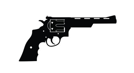 A striking black silhouette of a revolver pistol sharply defined silhouette © SAKINA