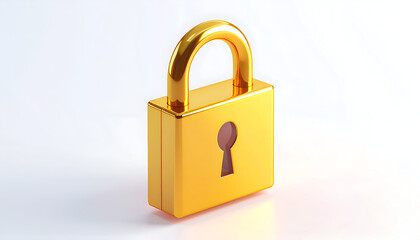 Golden padlock shackle security glossy metal hardware lock bright shiny device concept