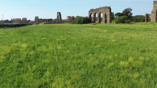 Video of the historic Aqueduct Park in Rome. Italy