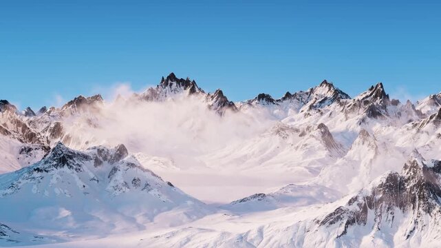 Snow mountains landform background, 3d rendering.
